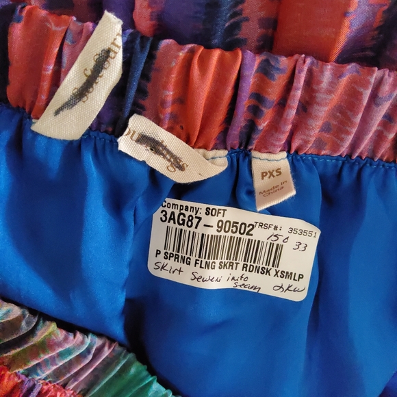 Soft Surroundings Spring Fling Pleated Asymmetrical Midi Multicolor Skirt PXS - Picture 6 of 6